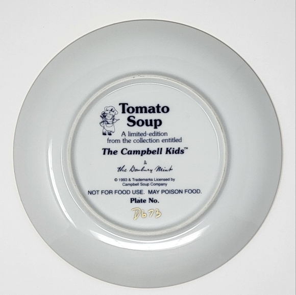 Tomato Soup Collector Plate #D673 Vintage 1993 The Campbell Kids by Danbury Mint - Picture 3 of 4
